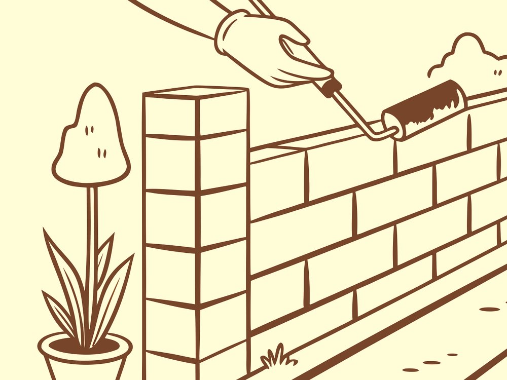 ブロック塀塗装のイメージイラスト
